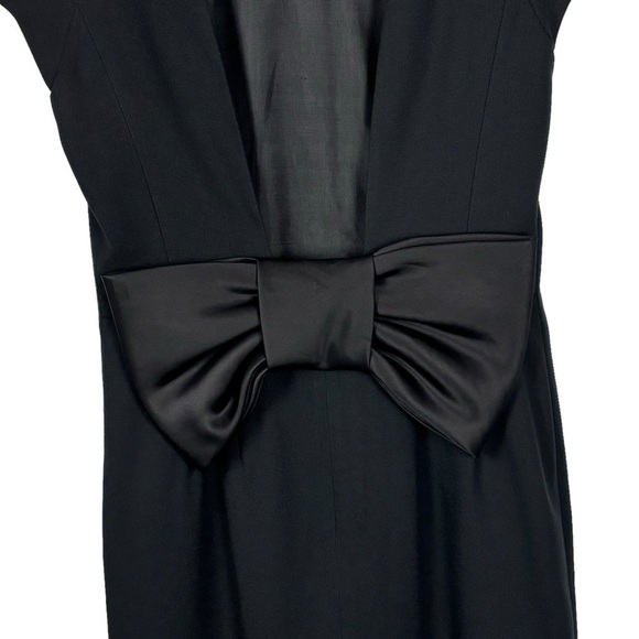 VINTAGE AJ BARI BLACK SCOOP OPEN BACK BOW CLASSIC COCKTAIL DRESS - Picture 10 of 13